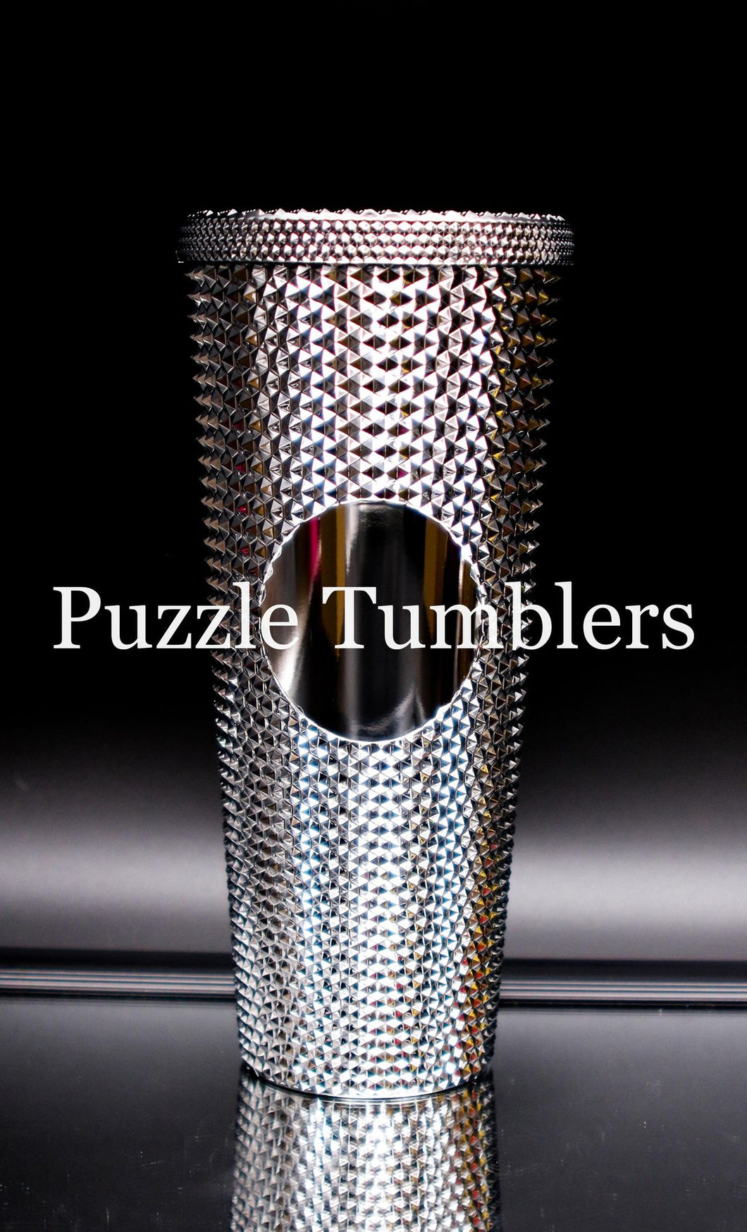 24OZ SILVER CHROME STUDDED TUMBLER - NO LOGO