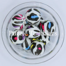 Load image into Gallery viewer, 25MM BUBBLEGUM BEADS (10 PIECE) - RAINBOW LEOPARD