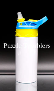 12OZ KIDS SUBLIMATION SIPPY -YELLOW WITH BLUE HANDLE