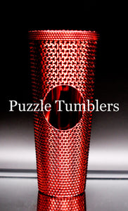 24OZ RED CHROME STUDDED TUMBLER - NO LOGO