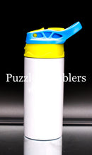 Load image into Gallery viewer, 12OZ KIDS SUBLIMATION SIPPY -YELLOW WITH BLUE HANDLE