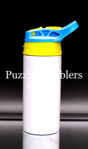 12OZ KIDS SUBLIMATION SIPPY -YELLOW WITH BLUE HANDLE