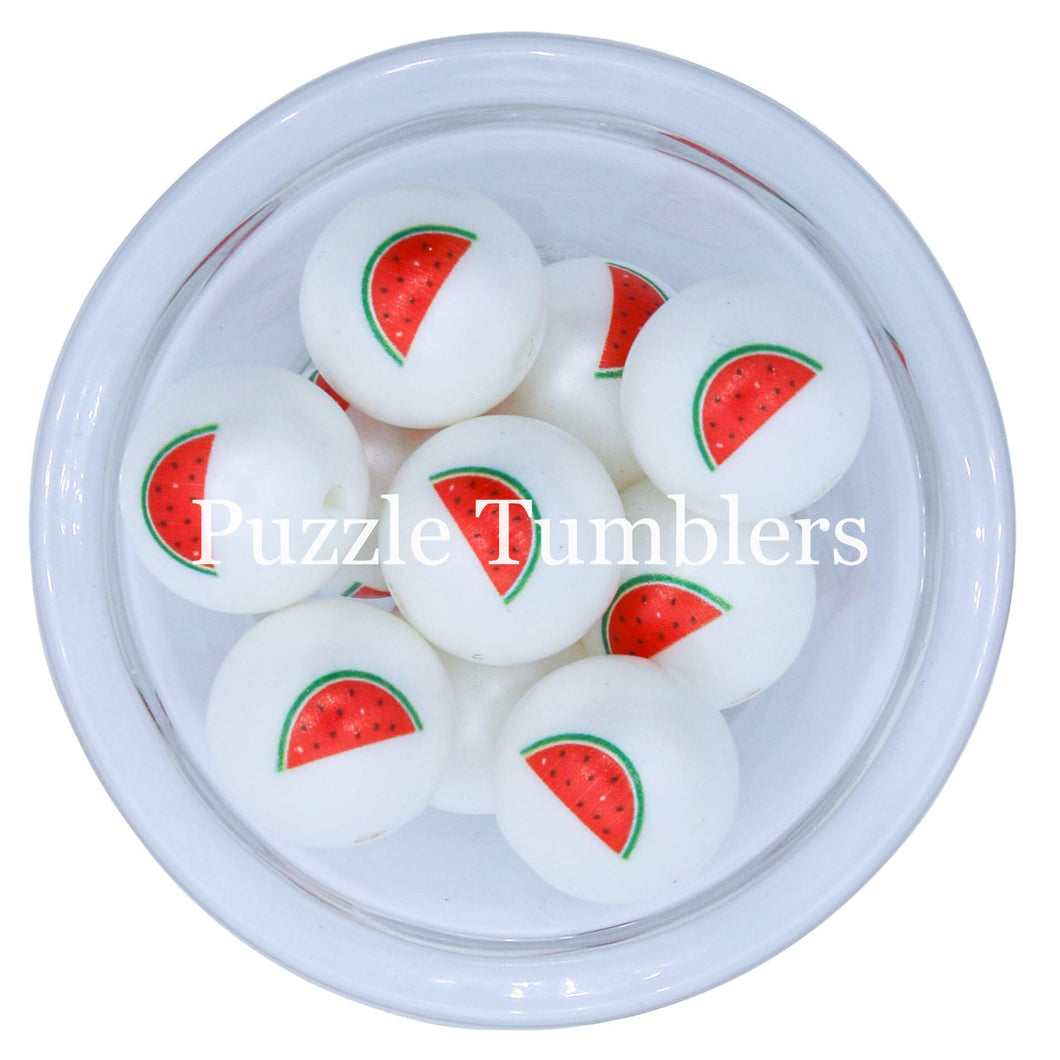 25MM BUBBLEGUM BEADS (10 PIECE) - WATERMELON BEAD