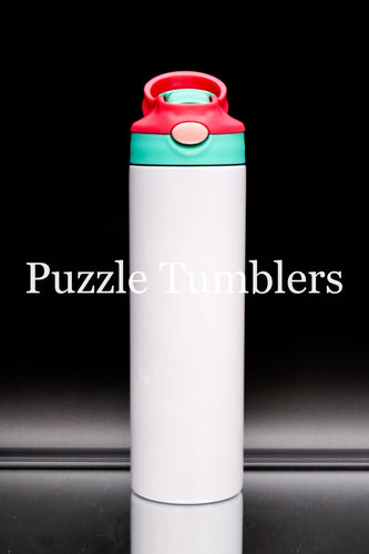 20OZ KIDS SUBLIMATION SIPPY - TEAL WITH DARK PINK HANDLE