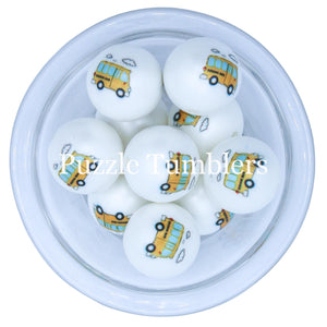 25MM BUBBLEGUM BEADS (10 PIECE) - SCHOOL BUS BEAD