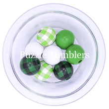 Load image into Gallery viewer, 20MM BUBBLEGUM BEADS VARIETY (8 PIECE) -GREEN PLAID MIX