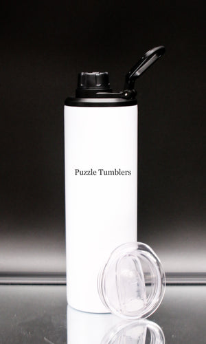 20OZ GLOW IN THE DARK - WHITE TO BLUE - SUBLIMATION STRAIGHT HYDRO SPORTS BOTTLE (2 LIDS)
