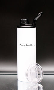 20OZ GLOW IN THE DARK - WHITE TO BLUE - SUBLIMATION STRAIGHT HYDRO SPORTS BOTTLE (2 LIDS)
