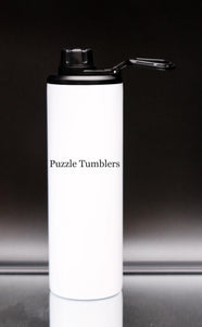 20OZ GLOW IN THE DARK - WHITE TO BLUE - SUBLIMATION STRAIGHT HYDRO SPORTS BOTTLE (2 LIDS)
