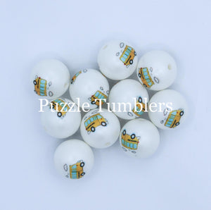 25MM BUBBLEGUM BEADS (10 PIECE) - SCHOOL BUS BEAD