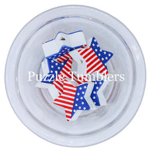 Load image into Gallery viewer, 30MM BUBBLEGUM BEADS (5 PIECE) - RED, WHITE &amp; BLUE STAR SHAPE BEAD