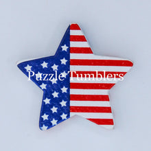 Load image into Gallery viewer, 50MM BUBBLEGUM BEAD (1 PIECE) -XL RED, WHITE &amp; BLUE STAR SHAPE