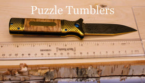 WOOD WITH GOLD ACCENT FOLDING POCKET KNIFE