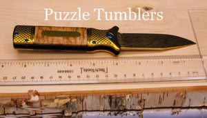 WOOD WITH GOLD ACCENT FOLDING POCKET KNIFE