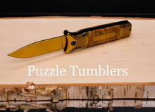 Load image into Gallery viewer, WOOD WITH GOLD ACCENT FOLDING POCKET KNIFE