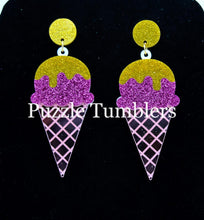 Load image into Gallery viewer, PINK AND GOLD ICE CREAM CONE EARRINGS