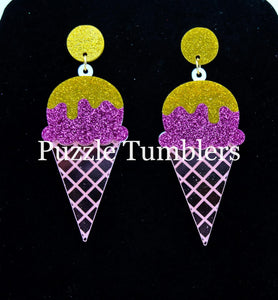 PINK AND GOLD ICE CREAM CONE EARRINGS