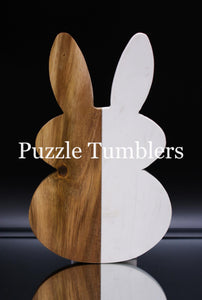 WHITE MARBLE & MAPLE WOOD - CUTTING BOARD - BUNNY SHAPE