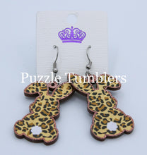 Load image into Gallery viewer, BROWN LEOPARD BUNNY EARRINGS