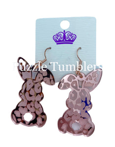 PINK LEOPARD BUNNY EARRINGS