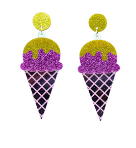 PINK AND GOLD ICE CREAM CONE EARRINGS