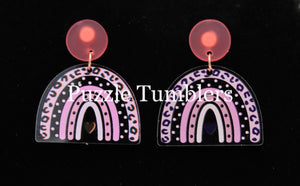 PINK LEOPARD RAINBOW EARRINGS