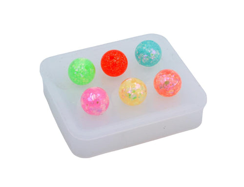 6 PIECE BUBBLEGUM BEAD MOLD 16MM - CLEAR MOLD