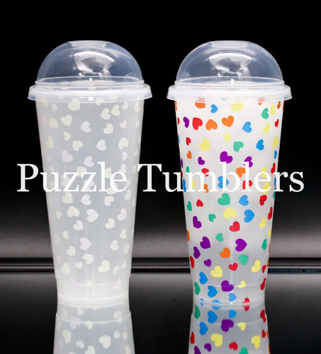 24OZ DOME LID - MULTI HEART COLOR CHANGING (COLD) TUMBLER - NO LOGO
