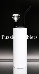 20OZ SKINNY (COLD SMOKE / WATER PIPE) WITH TWIST LID SUBLIMATION TUMBLER - WHITE