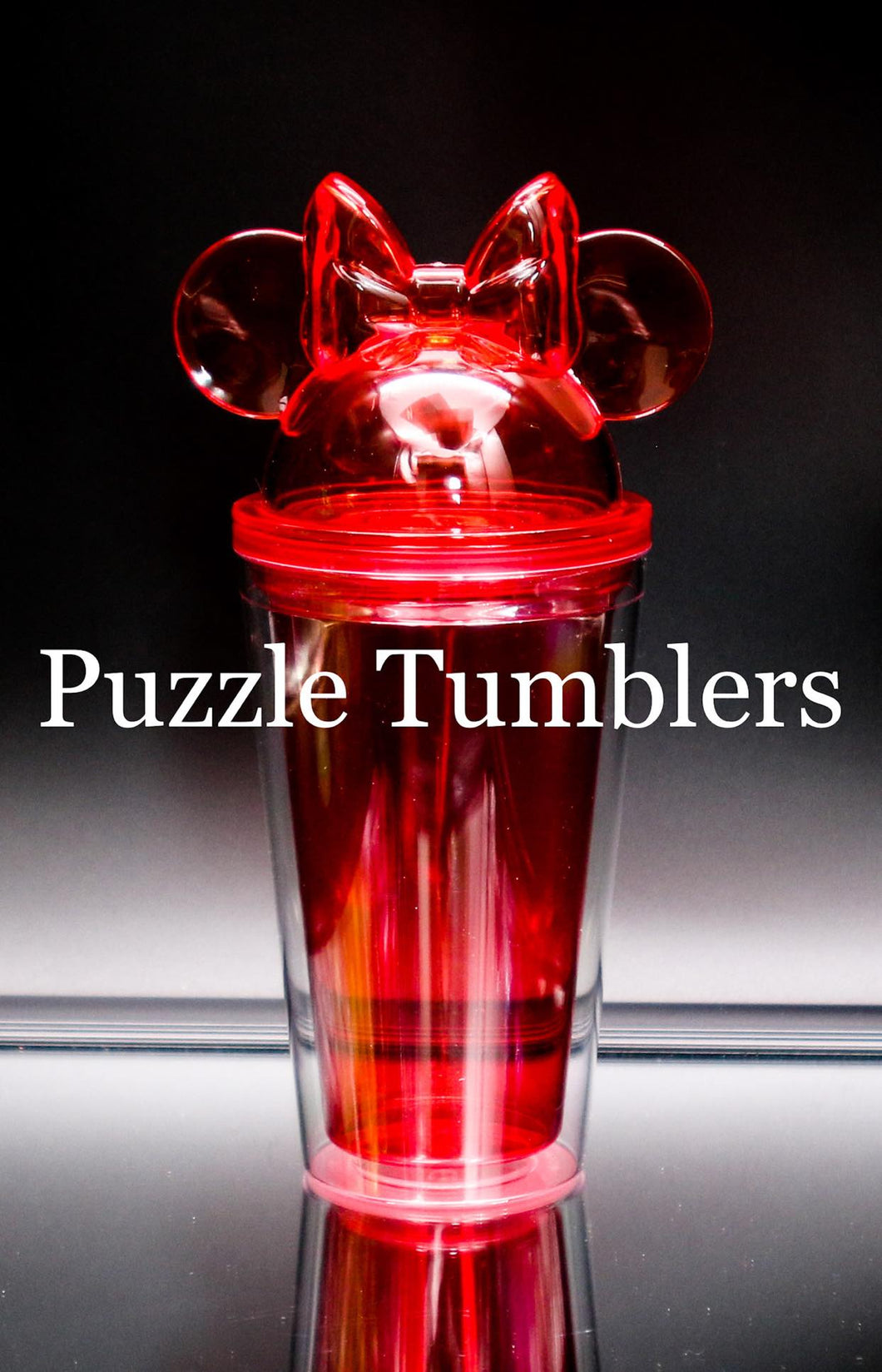 RED - 16OZ PLASTIC DOUBLE WALL TUMBLER WITH BOW & MOUSE EARS