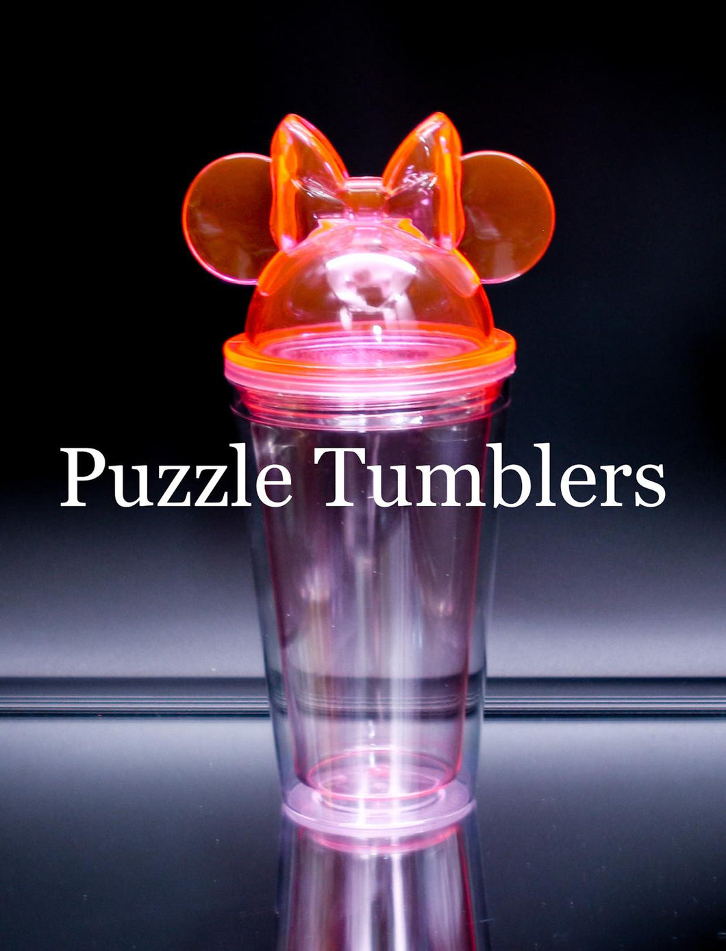PINK - 16OZ PLASTIC DOUBLE WALL TUMBLER WITH BOW & MOUSE EARS