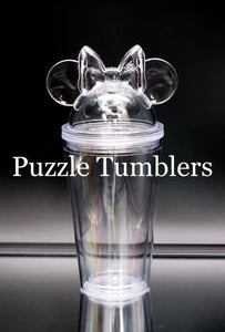 CLEAR - 16OZ PLASTIC DOUBLE WALL TUMBLER WITH BOW & MOUSE EARS