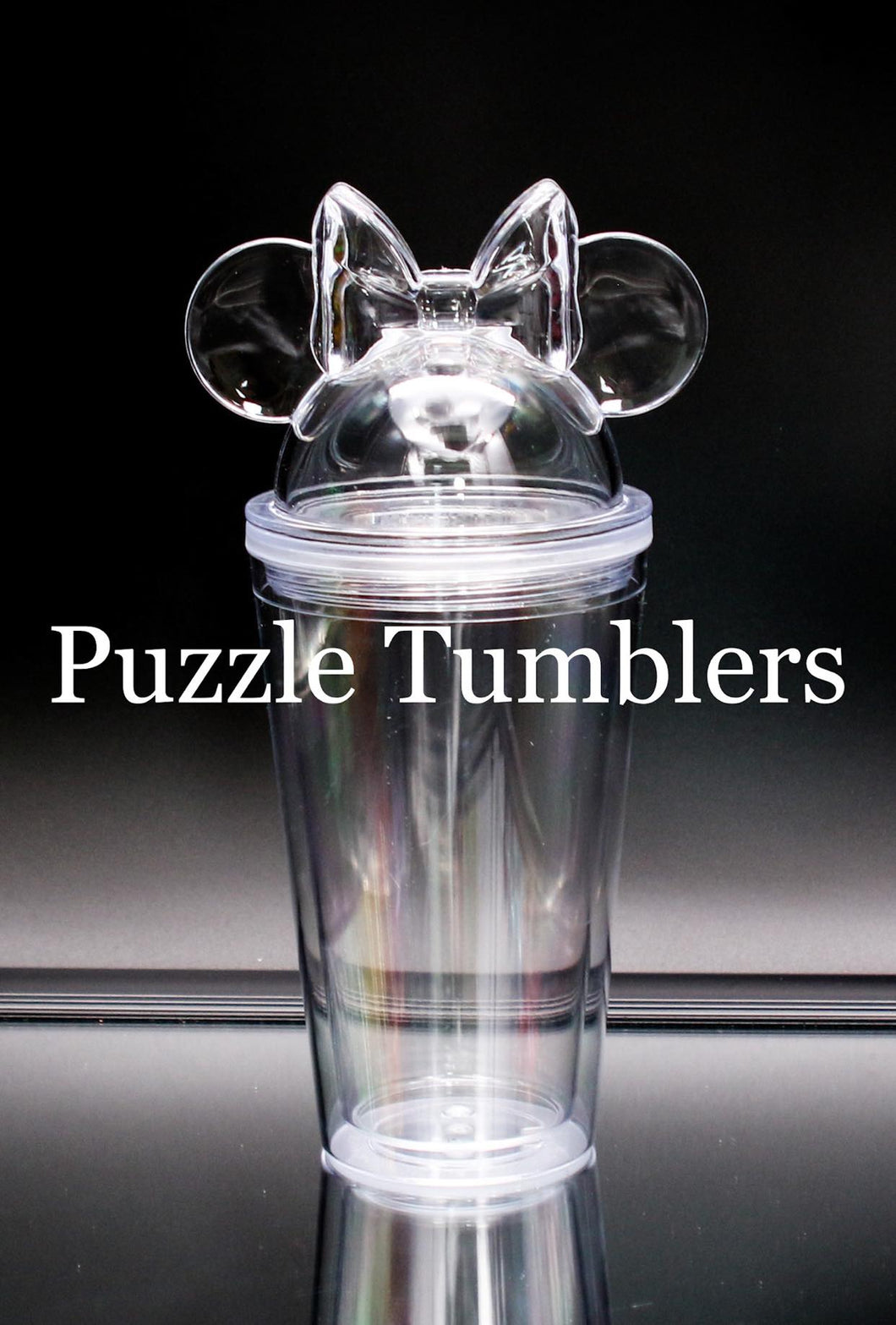 CLEAR - 16OZ PLASTIC DOUBLE WALL TUMBLER WITH BOW & MOUSE EARS