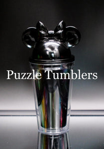 BLACK - 16OZ PLASTIC DOUBLE WALL TUMBLER WITH BOW & MOUSE EARS