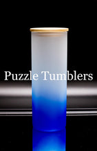 Load image into Gallery viewer, 25OZ SKINNY SUBLIMATION FROSTED GLASS OMBRE TUMBLER WITH BAMBOO LID (5 STYLES)