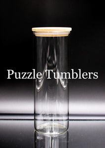 25OZ SKINNY SUBLIMATION CLEAR GLASS TUMBLER WITH BAMBOO LID