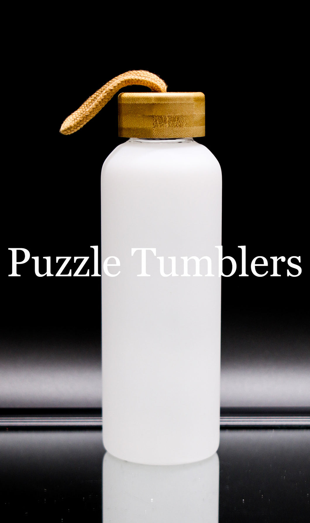 20OZ SKINNY SUBLIMATION WHITE FROSTED GLASS BOTTLE WITH TWIST BAMBOO L –  Puzzle Tumblers