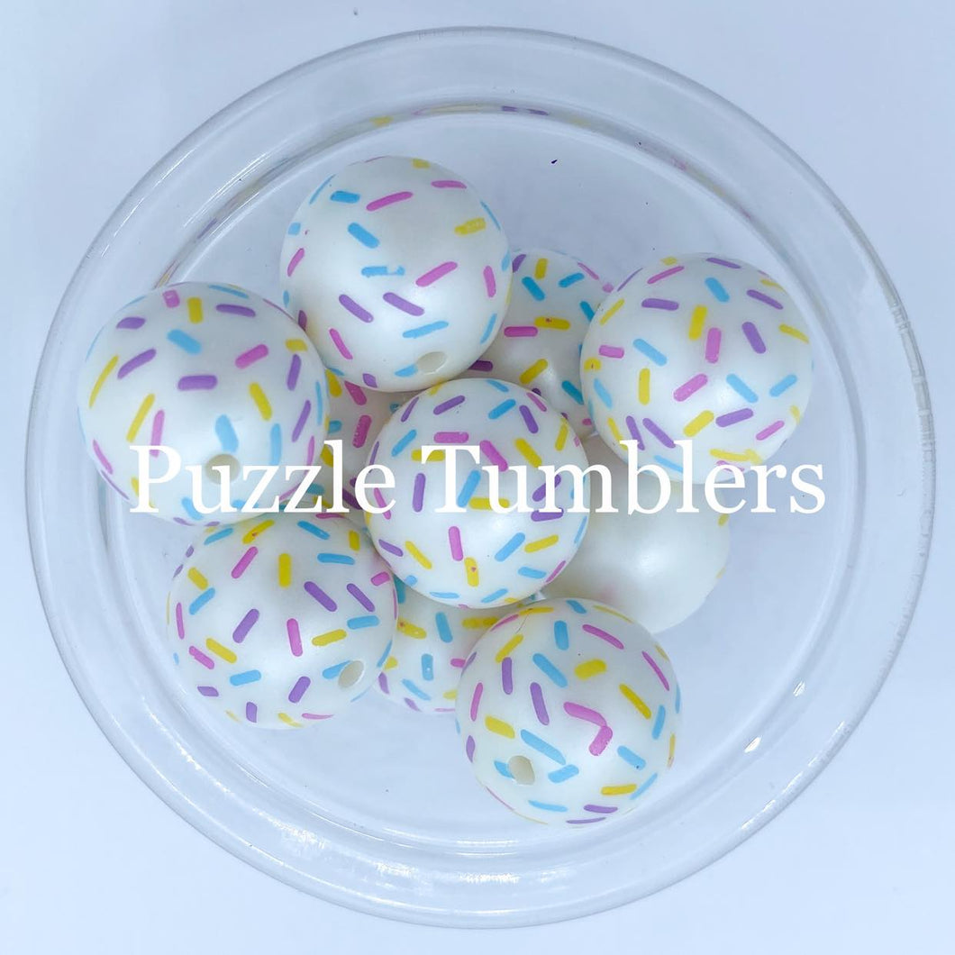 25MM BUBBLEGUM BEAD (10 PIECE) -  SPRINKLES
