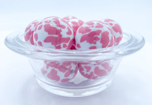 25MM BUBBLEGUM BEAD (10 PIECE) -  PINK COW PRINT