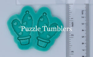 CUSTOM MOLD:  "CACTUS LOVE HEART" Earring Mold *May have a 14 Day Shipping Delay (E2)