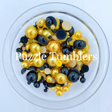 Load image into Gallery viewer, Rainbow Pearl &amp; Rhinestone Mix - Black and Honey Golden