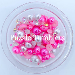 Rainbow Pearl & Rhinestone Mix - Pink, Pearl, & Crystal