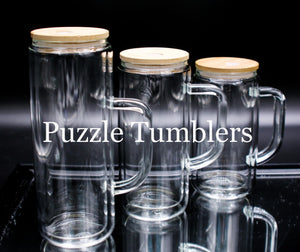 25OZ OUTSIDE WALL / 20OZ INSIDE - DOUBLE WALLED SNOW GLOBE CLEAR GLASS TUMBLER WITH BOTTOM HOLE & HANDLE (NOT FOR SUBLIMATION)