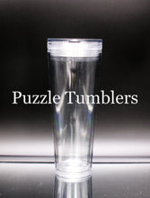 Load image into Gallery viewer, 24OZ DOUBLE WALLED PLASTIC ACRYLIC SNOW GLOBE TUMBLER WITH 2 PIECE SHAKER LID - NO HOLE