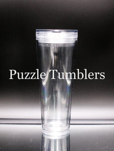 24OZ DOUBLE WALLED PLASTIC ACRYLIC SNOW GLOBE TUMBLER WITH 2 PIECE SHAKER LID - NO HOLE