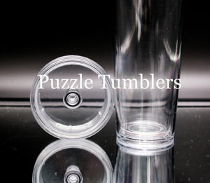 24OZ DOUBLE WALLED PLASTIC ACRYLIC SNOW GLOBE TUMBLER WITH 2 PIECE SHAKER LID - NO HOLE