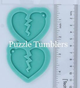 CUSTOM MOLD: HEARTBREAKER BROKEN HEART Earring *May have a 7-10 Day Shipping Delay (E36)