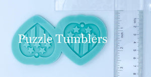 CUSTOM MOLD:  "HEART SHAPE WITH 5 STARS AND STRIPES HORIZONTAL FLAG" Earring Mold *May have a 14 Day Shipping Delay (E241)