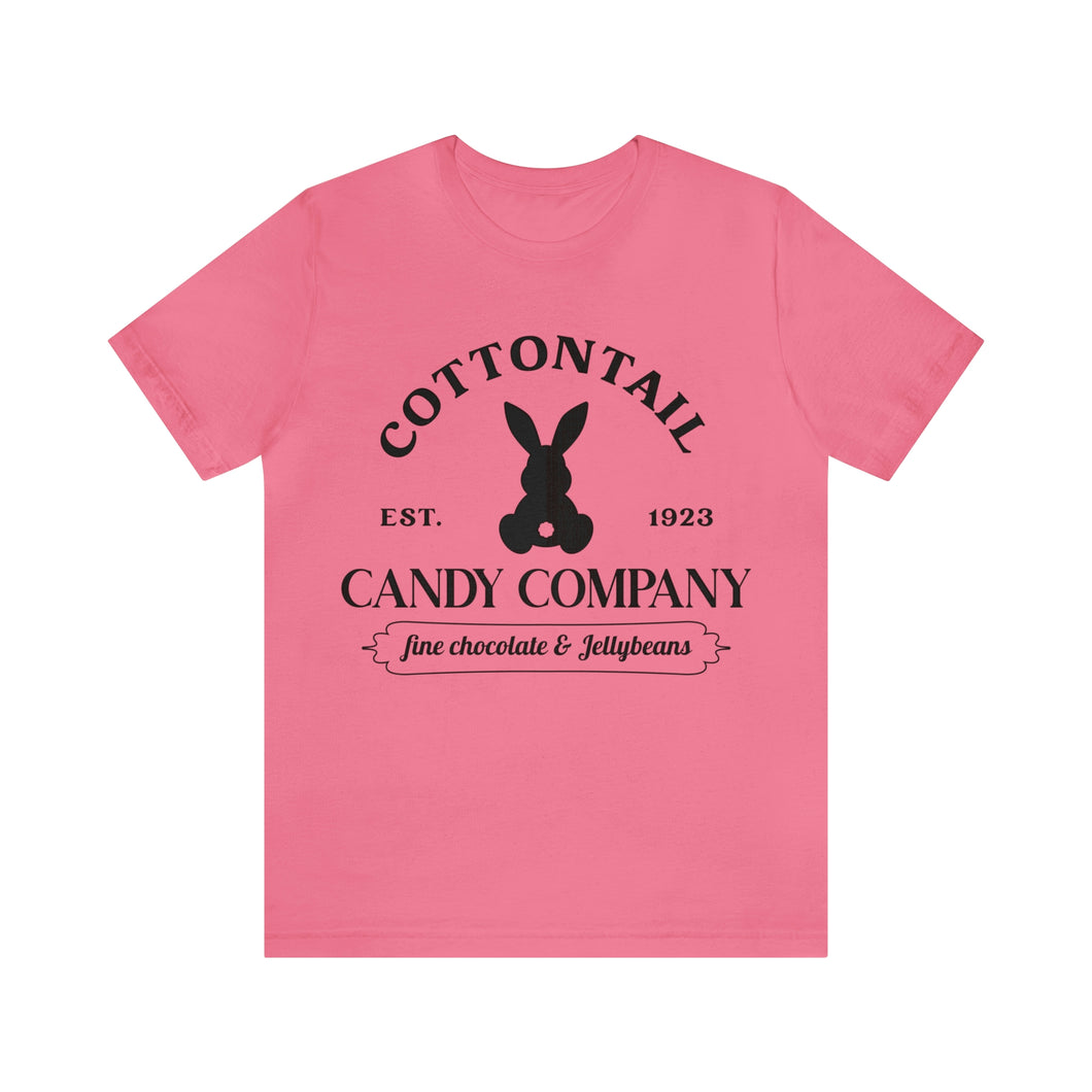Unisex Jersey Short Sleeve Tee - Cotton Tail Candy Company - Easter T-Shirt - Bunny T-shirt (Will Ship in 7-10 Business Days) DTG Design