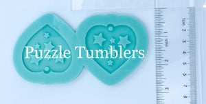 CUSTOM MOLD:  "HEART SHAPE WITH 6 STARS" Earring Mold *May have a 14 Day Shipping Delay (E239)